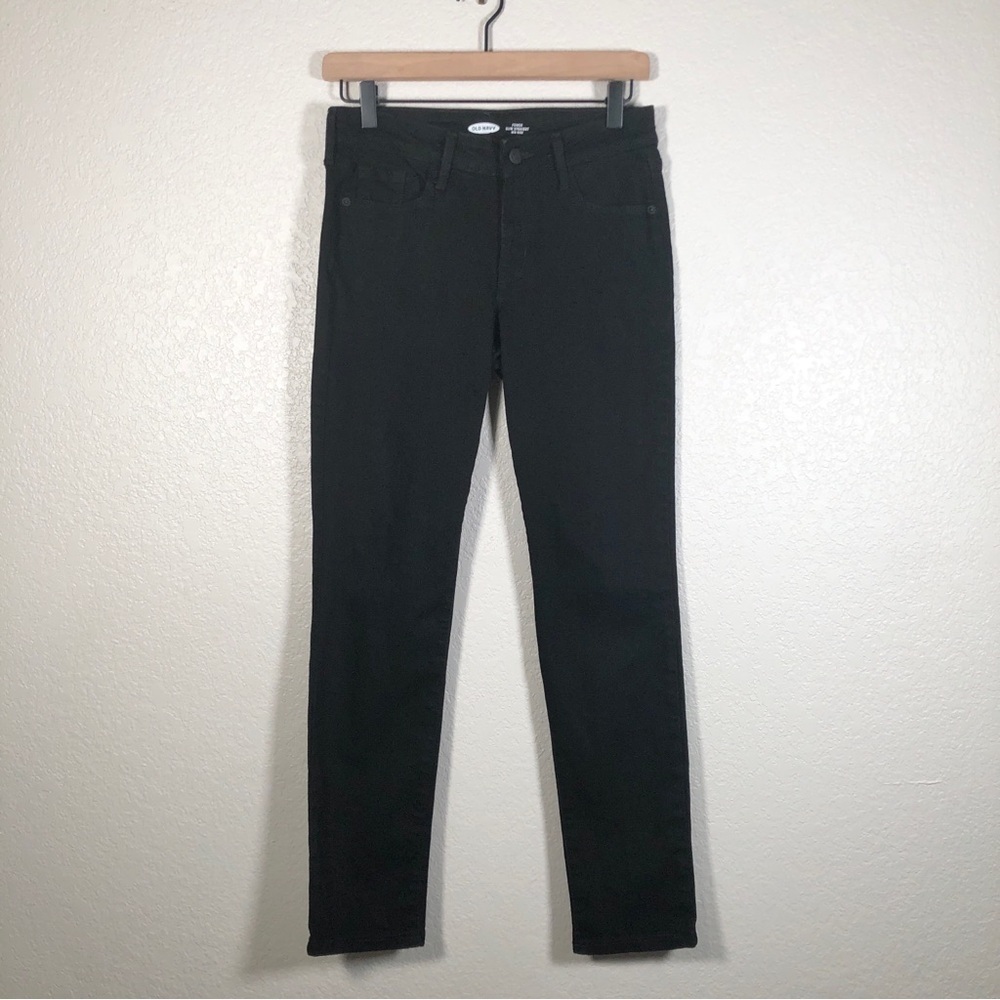 Old Navy Black Power Slim Straight Denim Jeans 2 Mid Rise